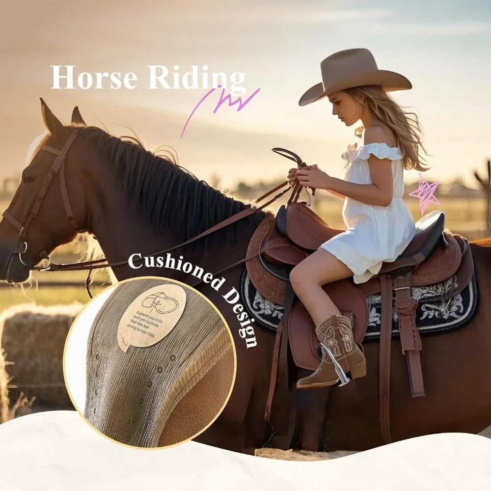 PATPAT Girls Cowgirl Boots Western Riding Shoes with Zipper & Square Toe - Picture 4 of 6